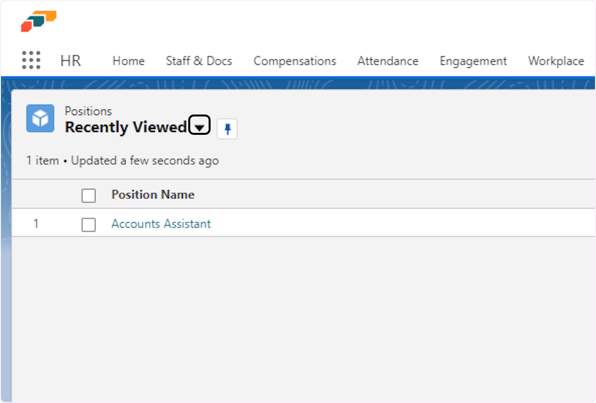 Click on Select a List View: Positions