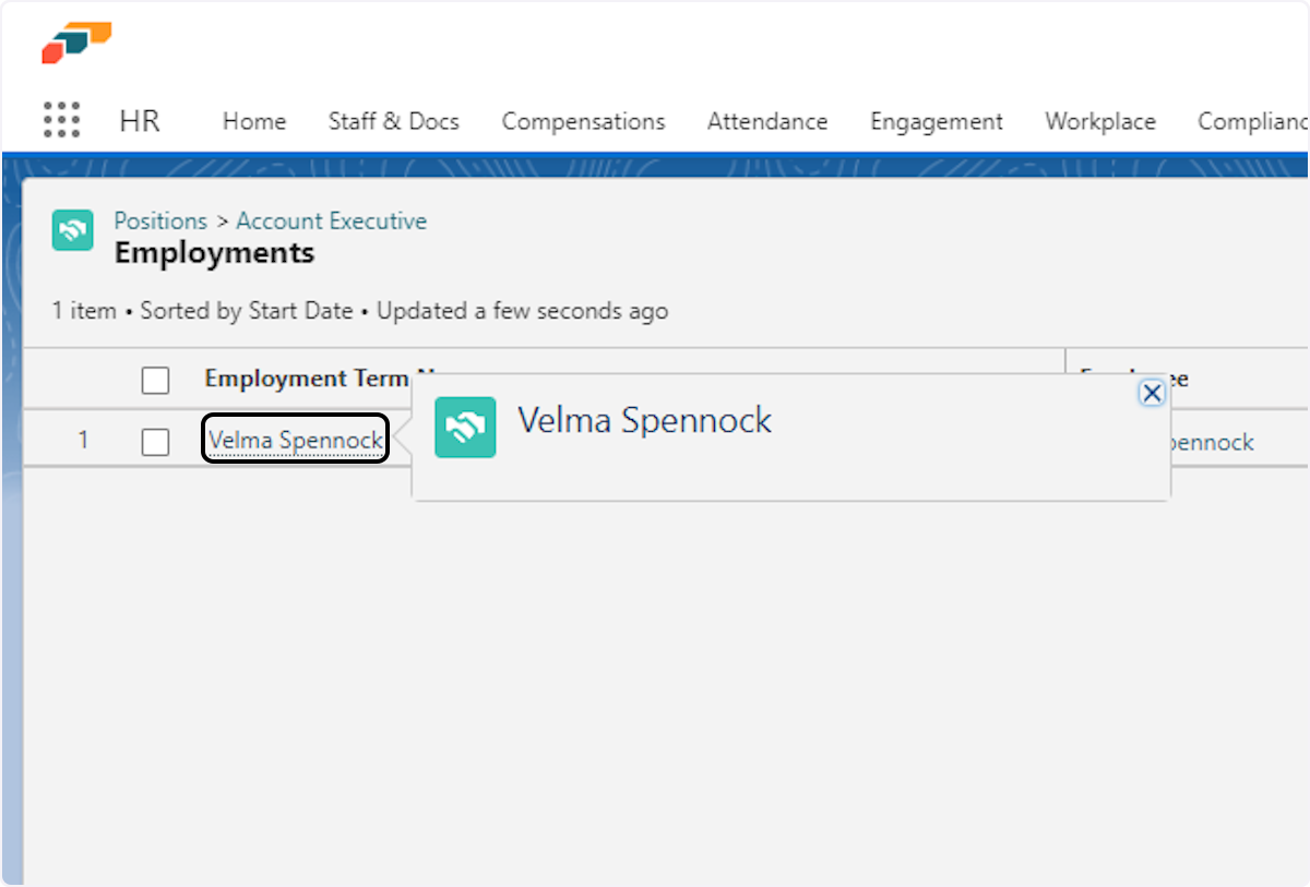 Please select the employee for whom you want to make changes.