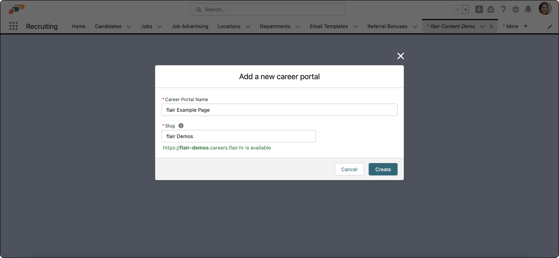 Choose a name and slug for your new career portal