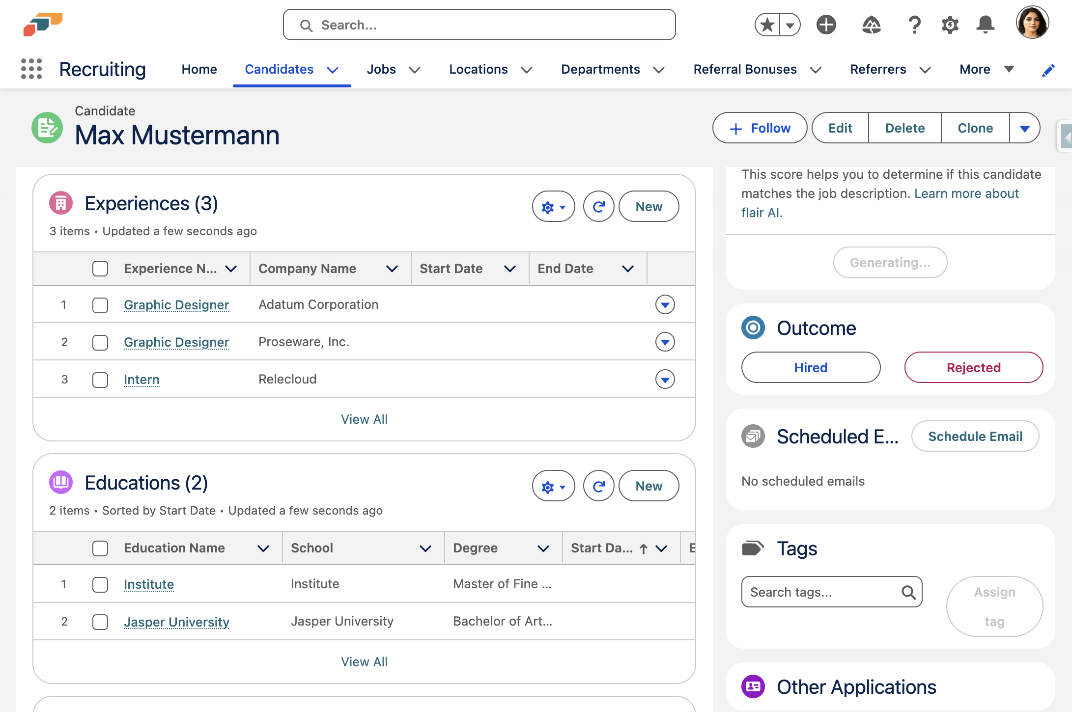 All Experiences, Education history, Certificates and Skills have also been parsed!