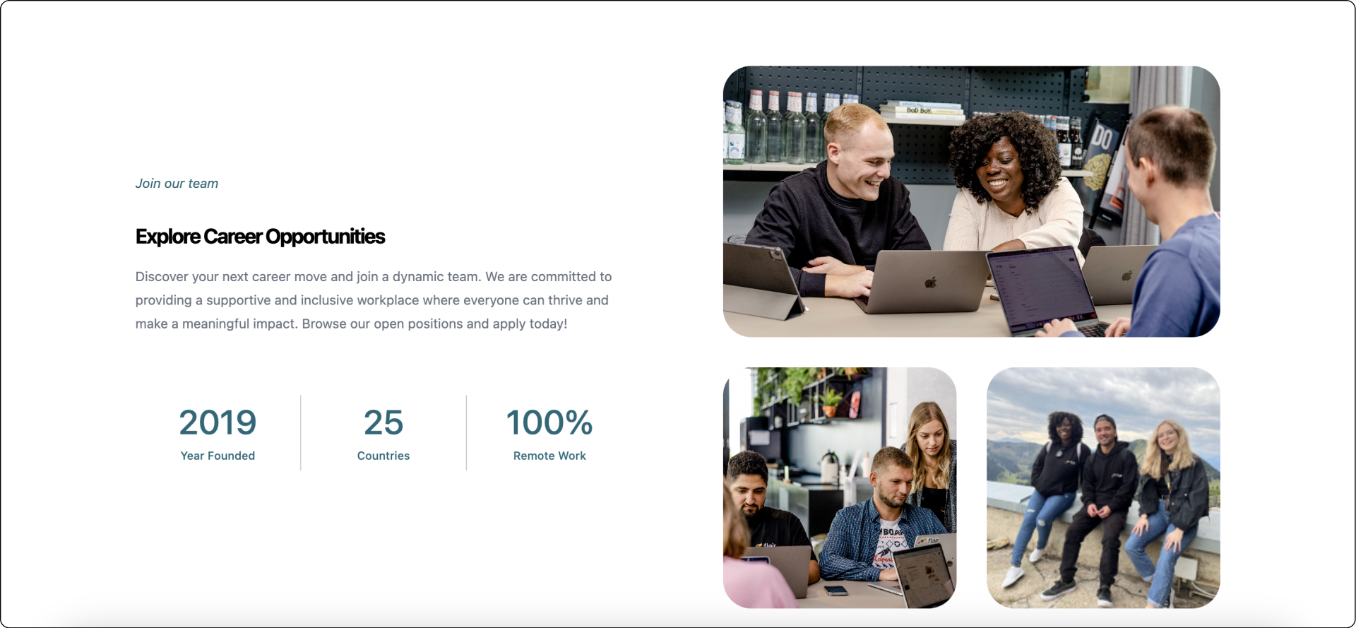 An example of a Hero card with three images and three company highlights