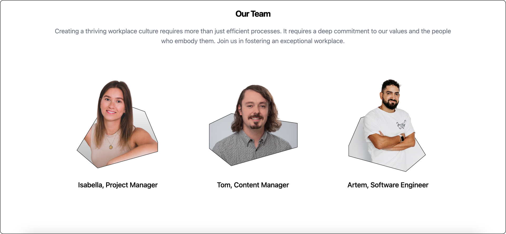 How you can use the Our Team card to introduce candidates to their future colleagues