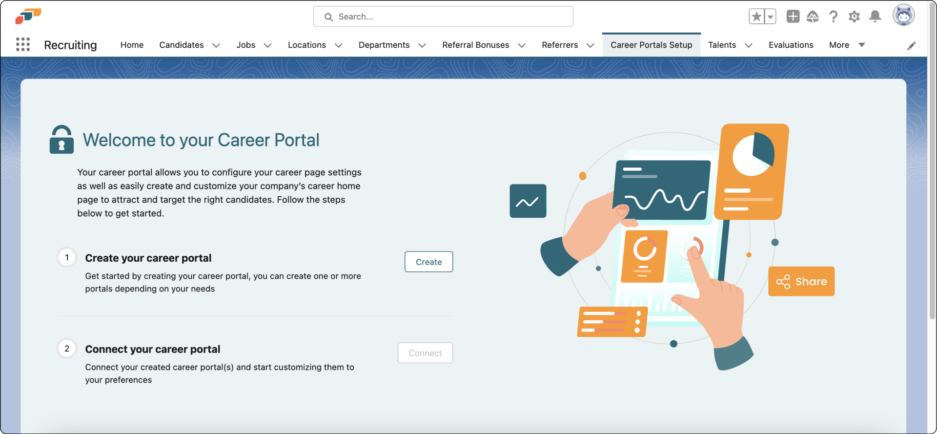 The intro screen in the Career Portal Setup