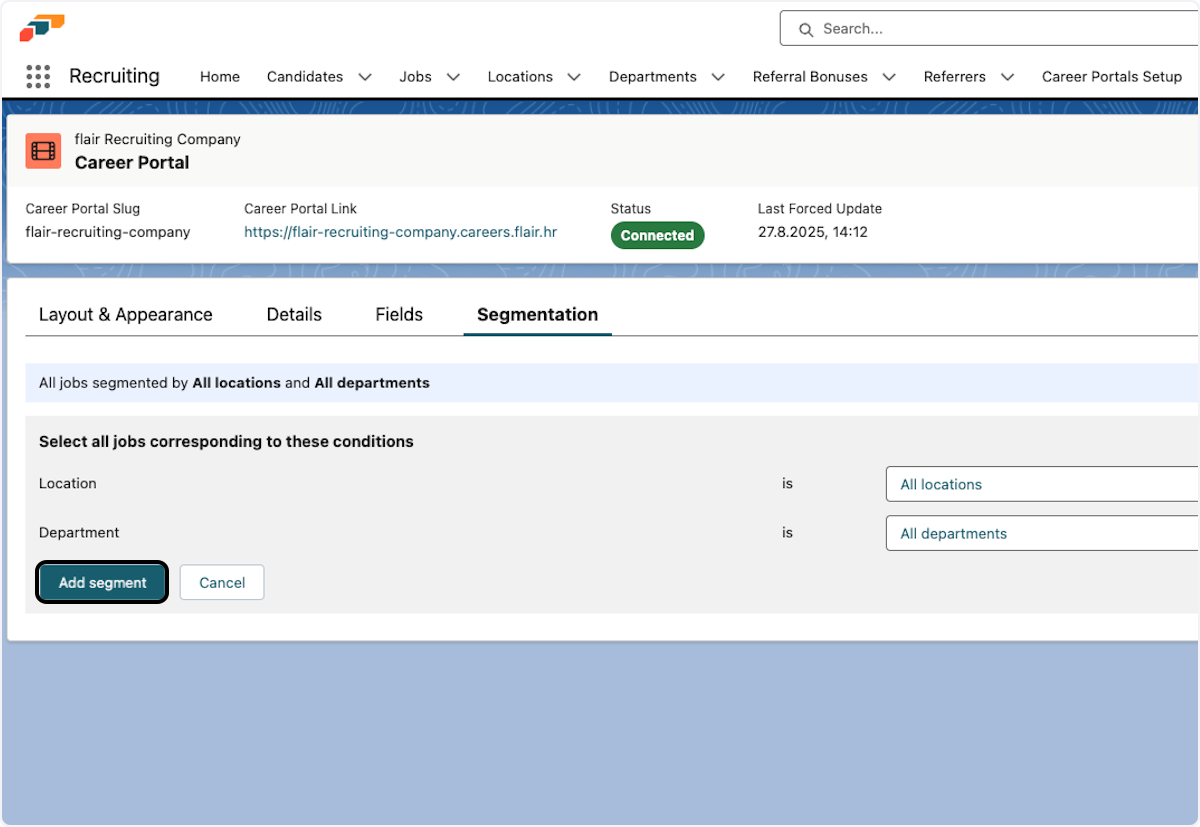 Click on Add segment