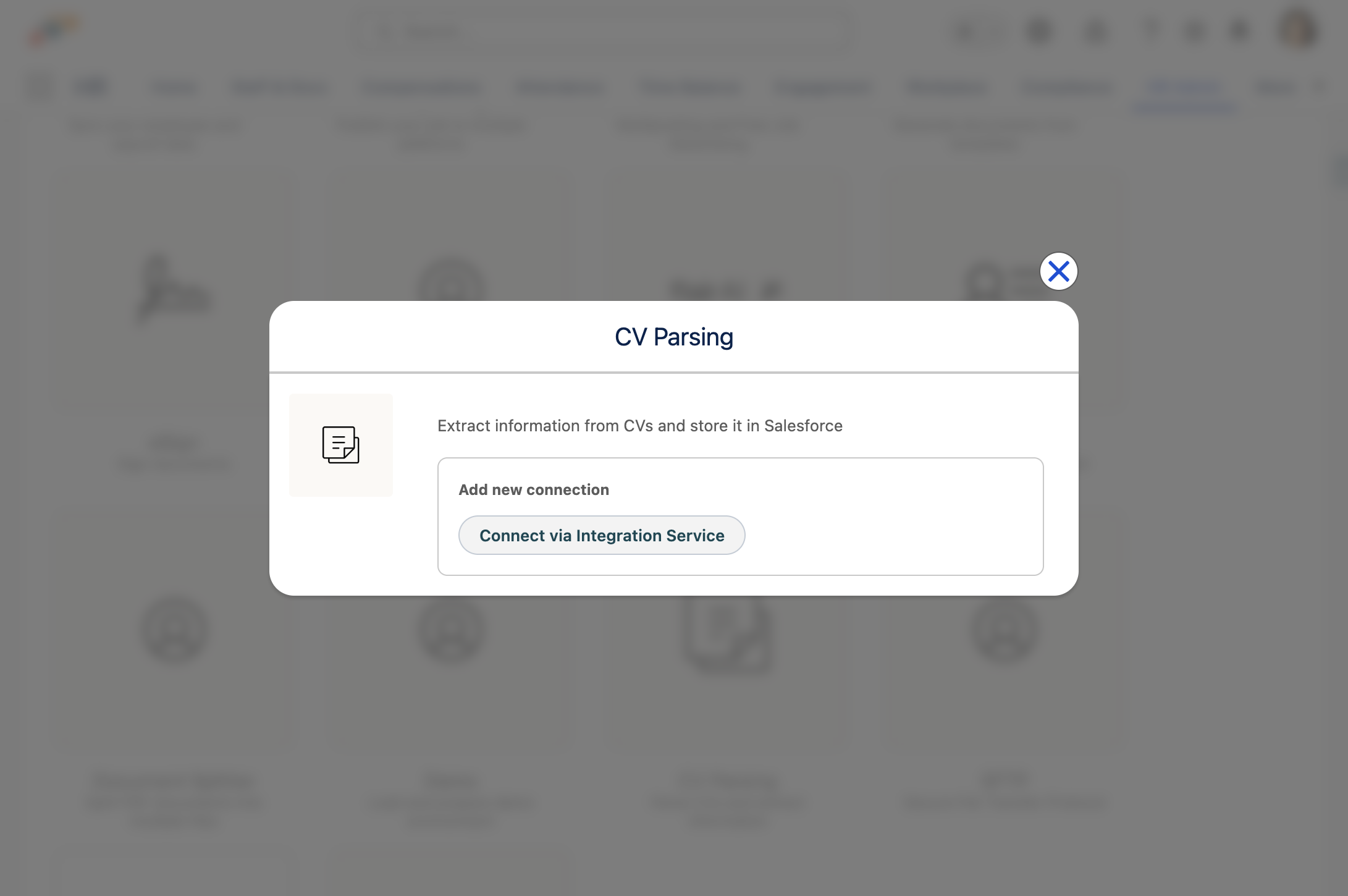Click on Connect via Integration Service