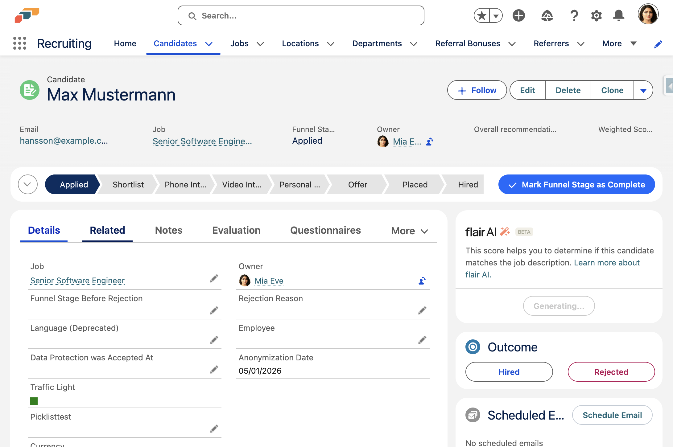 Click on Related to see parsed experiences and more