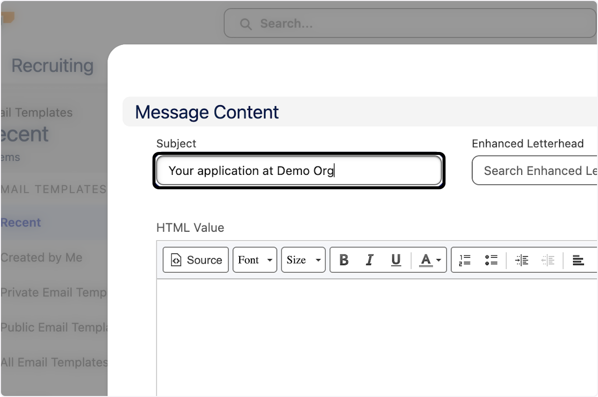 Enter a subject for the email