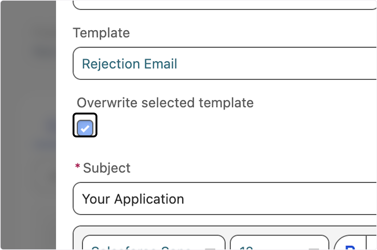 If you want to adjust the template, check Overwrite selected template