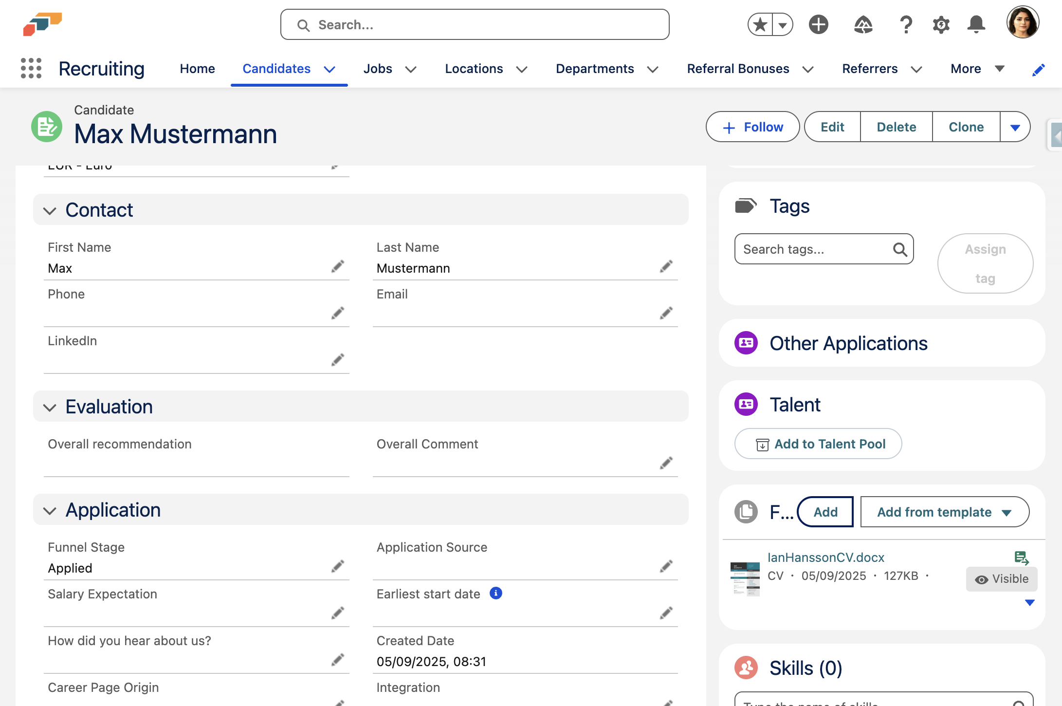 In the files card you can see the text parsing status