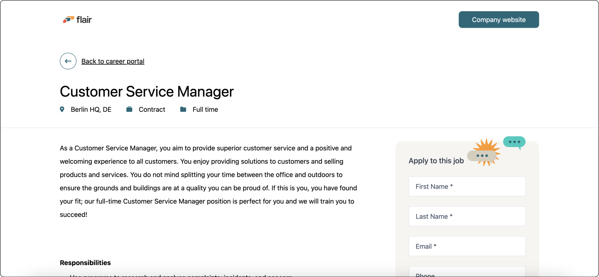 An example of how a job description page can look