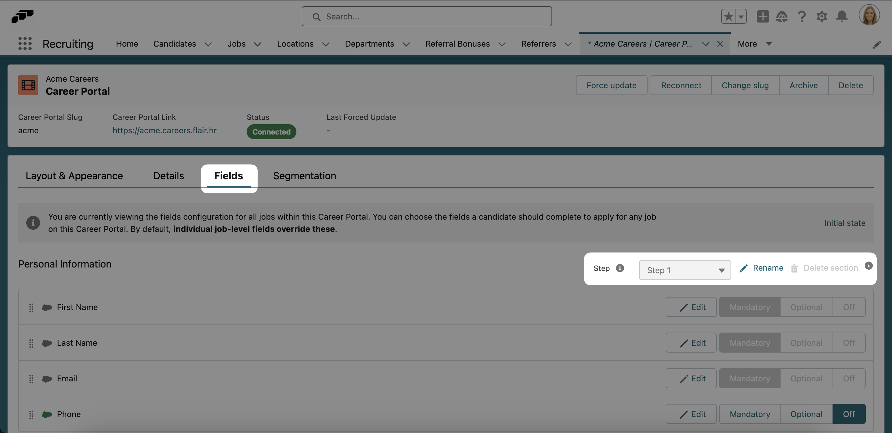 Adding a second application step to your career portal