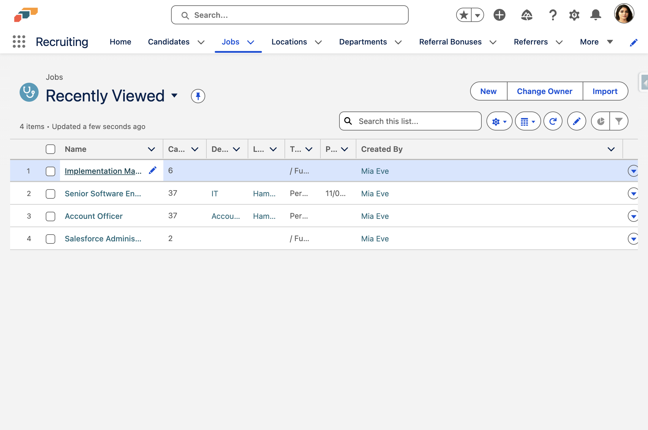 Select the Job you want to add new candidates