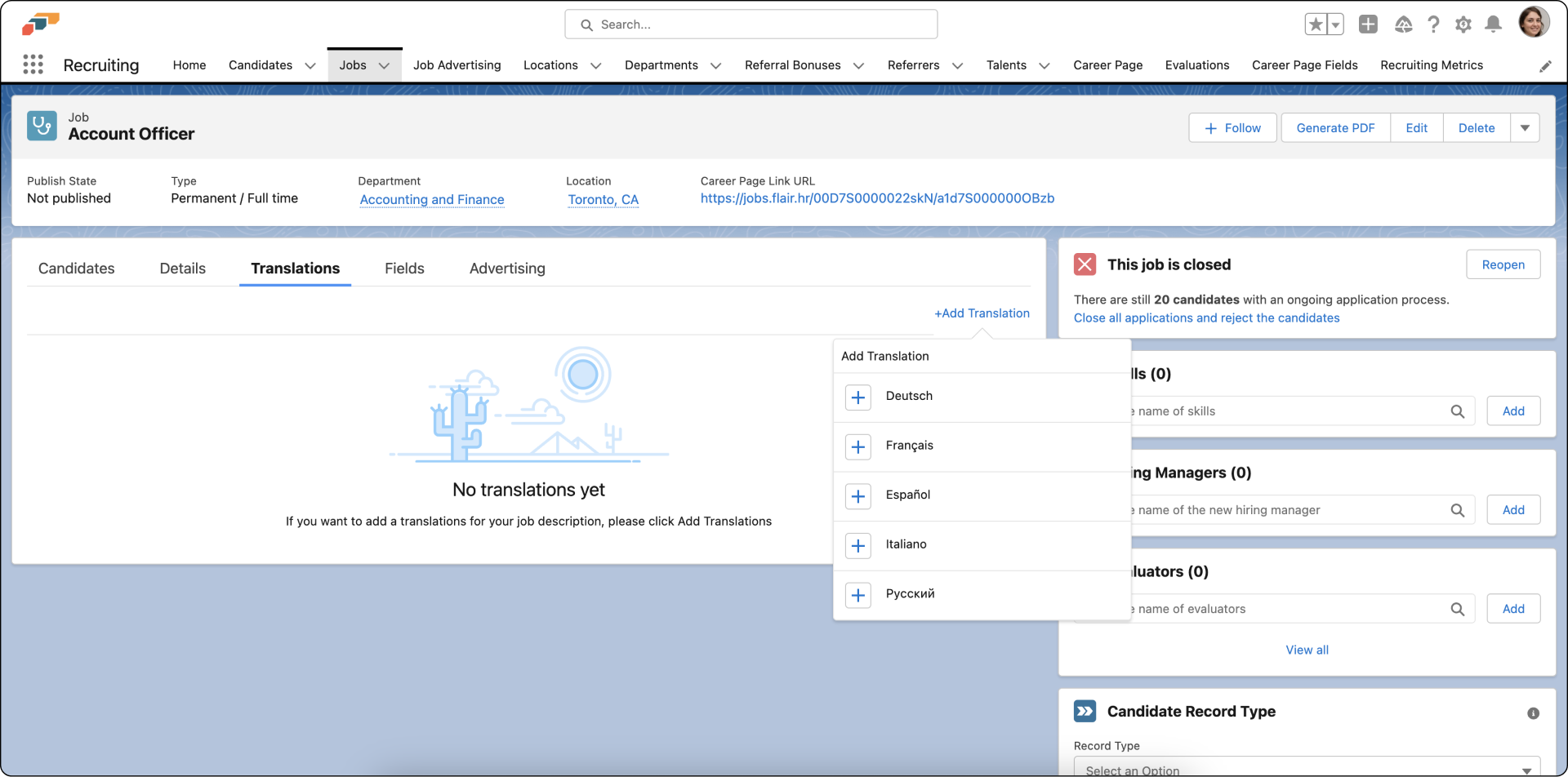 Add translations of job ads to reach a wider audience