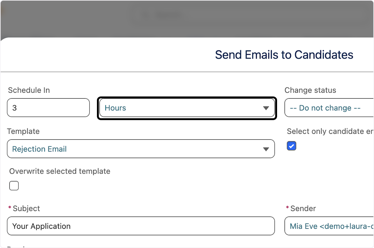 To specify the Schedule, click on Hours