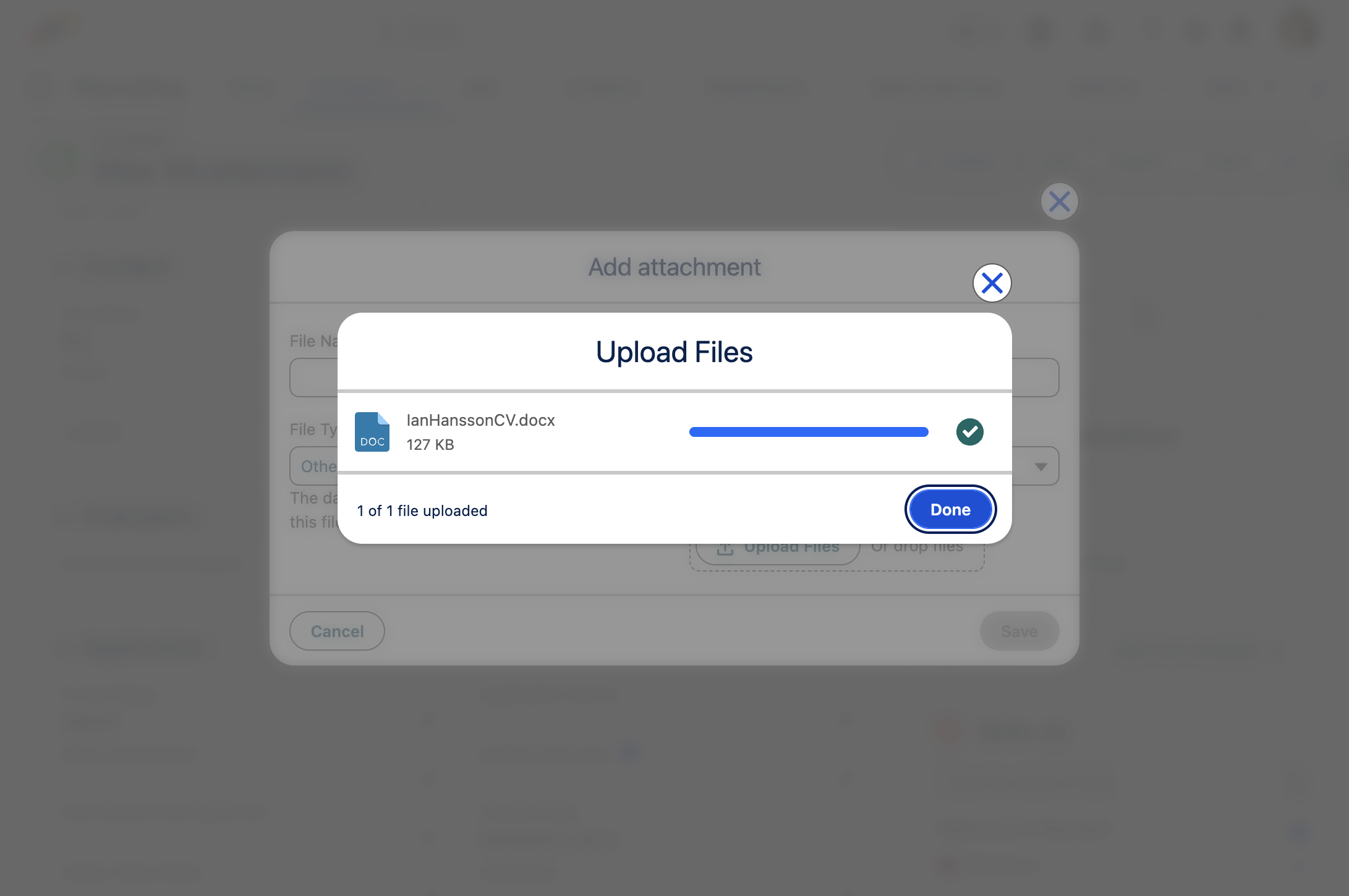 Upload the CV and click on Done