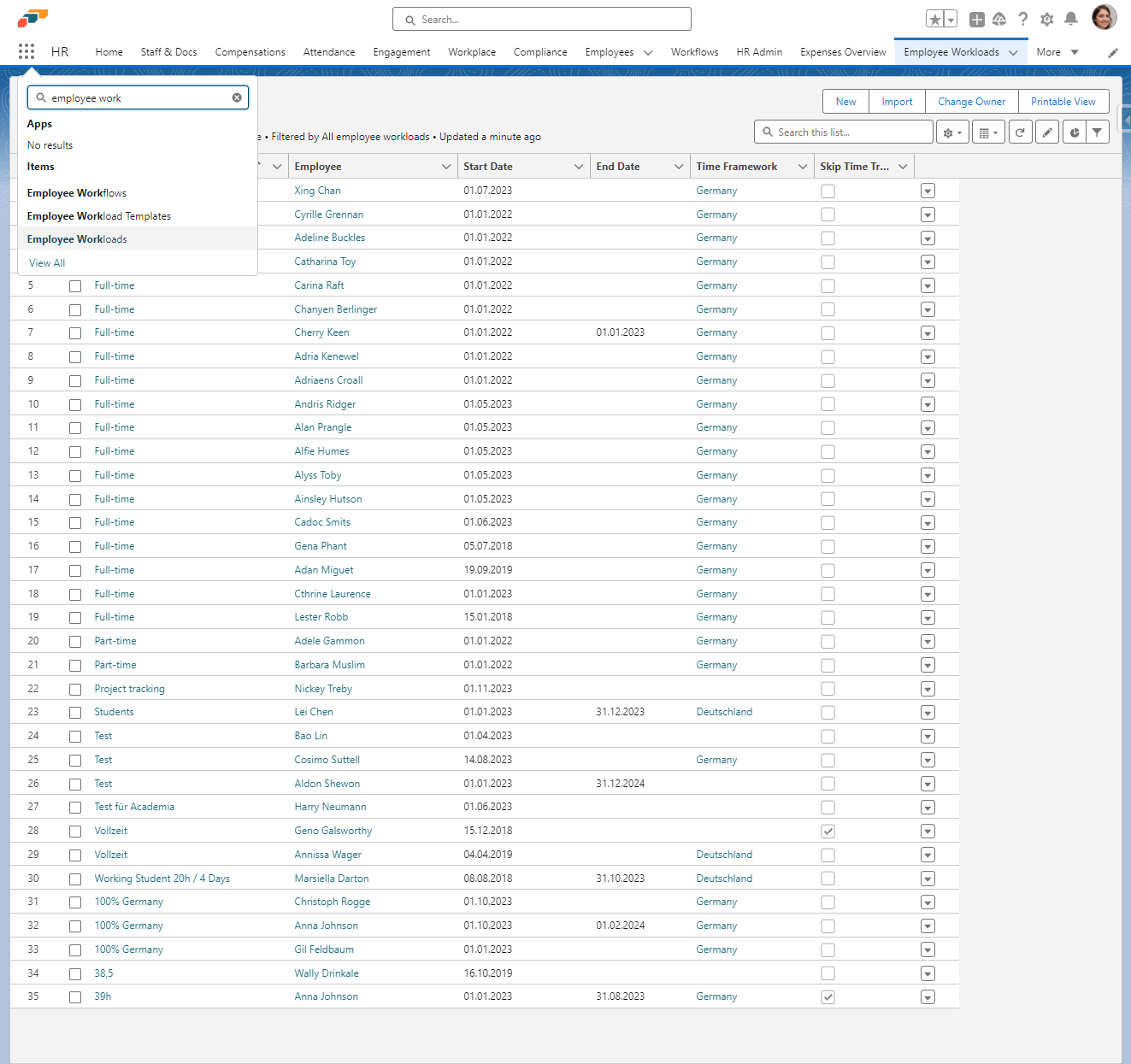 Click on Employee Workloads