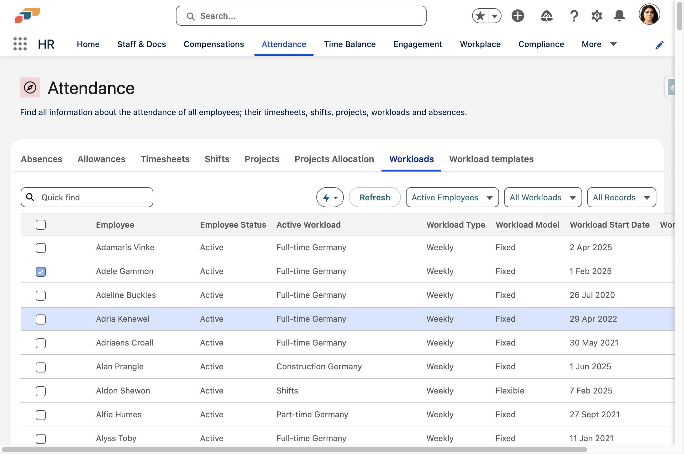 Select the Workloads you want to recalculate
